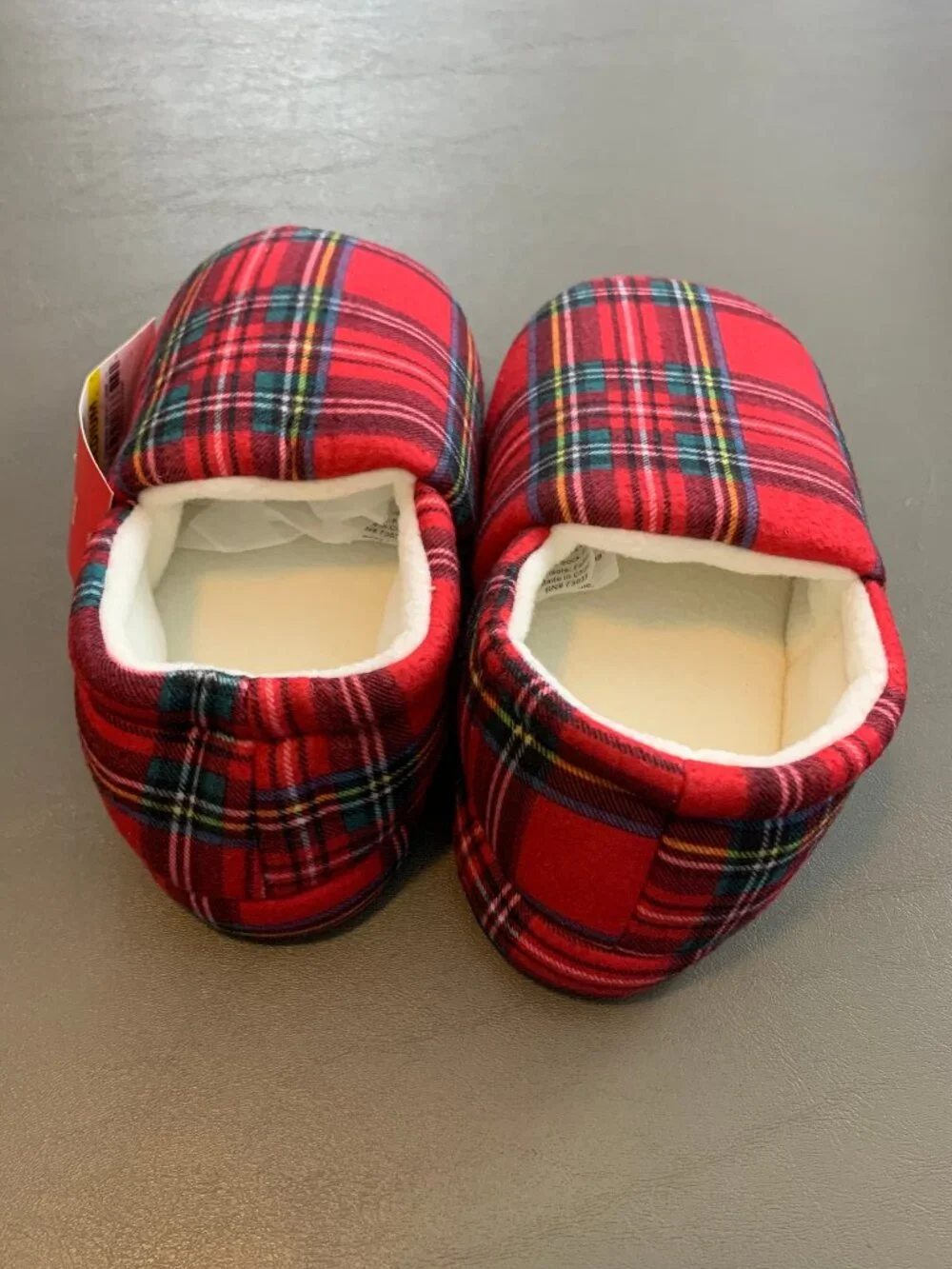 Family Pajamas Boys' or Girls' Unisex Kids Slippers, Red Plaid, Medium (13-1)